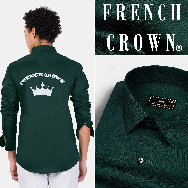 Burnham Green French Crown Printed Subtle Sheen Super Soft Premium Cotton Designer Shirt