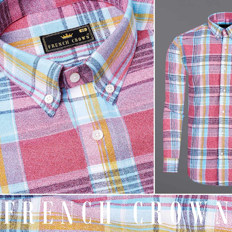 Charm Pink Plaid Dobby Textured Premium Giza Cotton Shirt