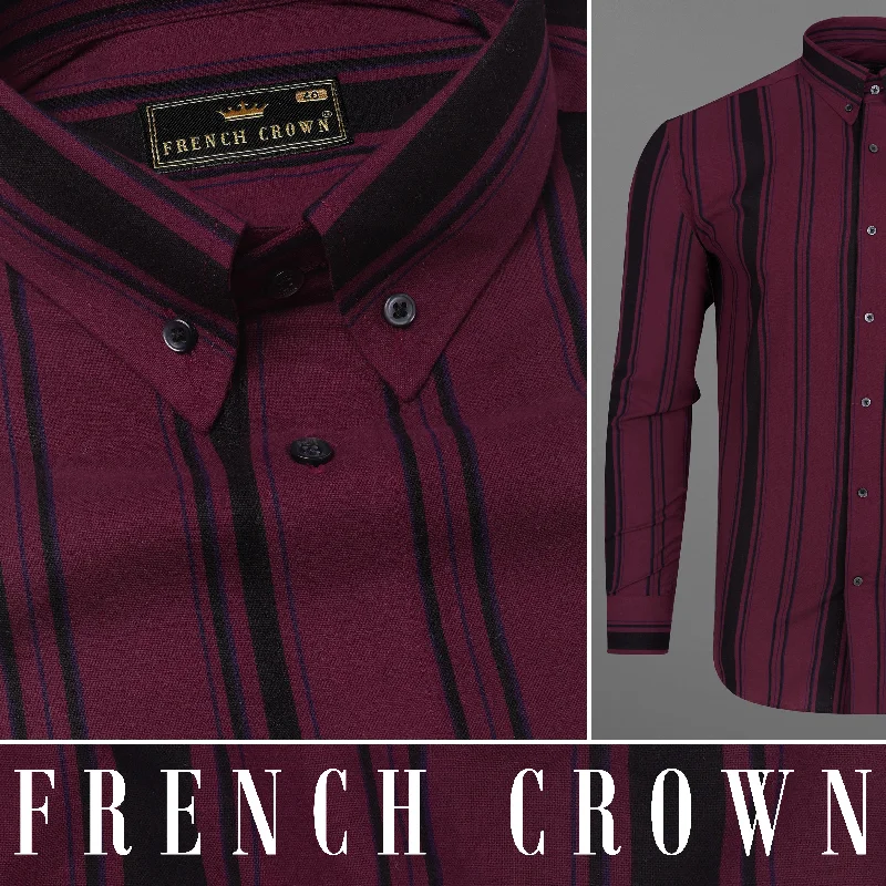 Cocoa Bean Maroon Striped Royal Oxford Shirt