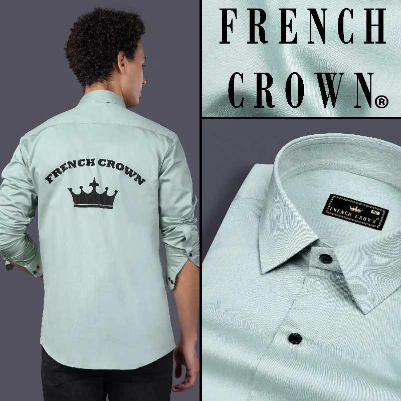 Cyan Green French Crown Printed Subtle Sheen Super Soft Premium Cotton Designer Shirt