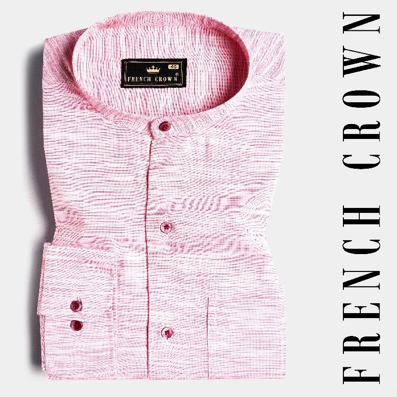 Taffy Pink and White Dobby Textured Premium Giza Cotton Shirt