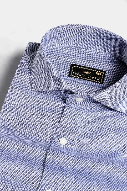 Yonder Blue Dobby Textured Premium Giza Cotton Shirt