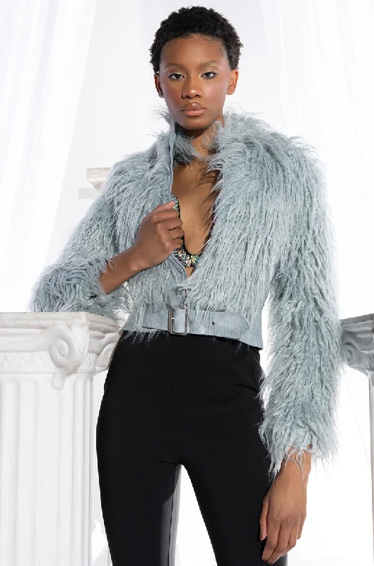 FAUX MOHAIR BOMBER JACKET