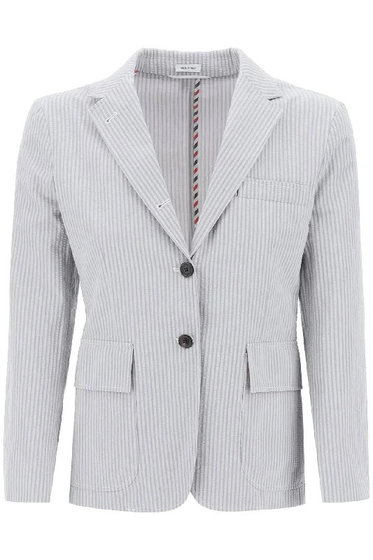 Thom e Women's Seersucker Single-Breasted Jacket