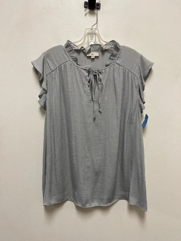 Top Short Sleeve By Loft In Grey, Size: L