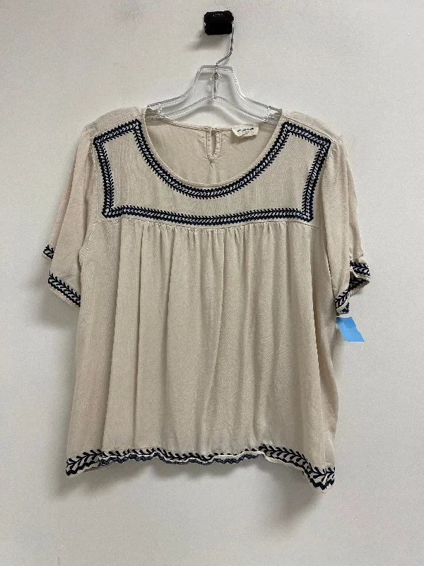 Top Short Sleeve By Orange Creek In Cream, Size: L