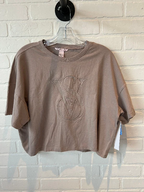 Top Short Sleeve By Victorias Secret In Tan, Size: L