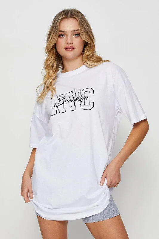 White Graphic T Shirt Short Sleeve