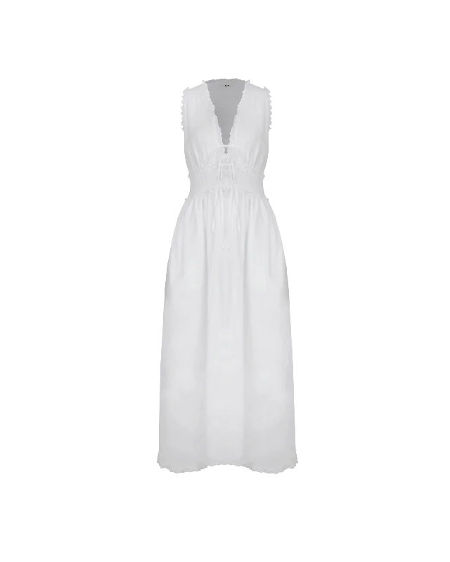 BENNY TIE DRESS WHITE