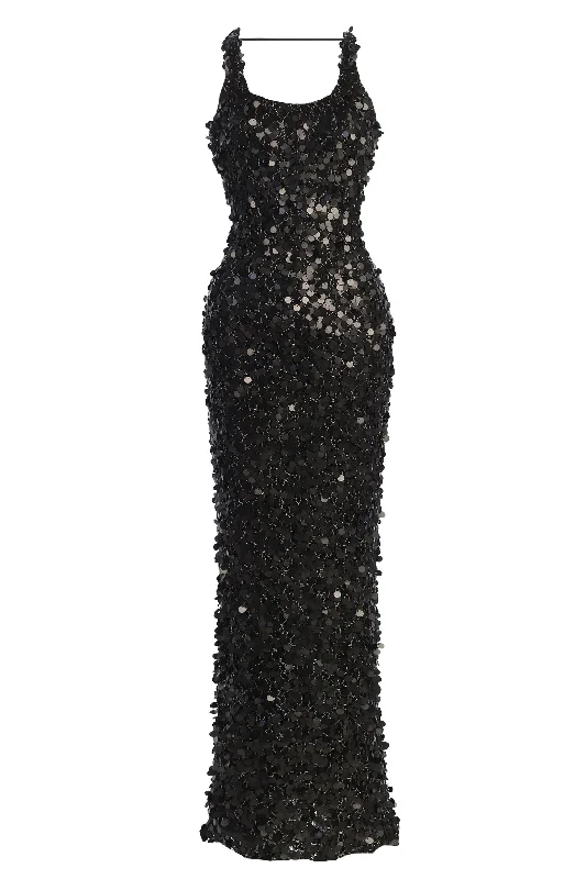 Black Sparkling Moments Sequin Maxi Dress