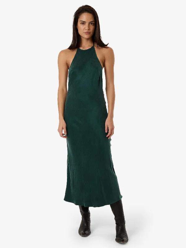 Jett Halter Bias Dress - Deep Emerald