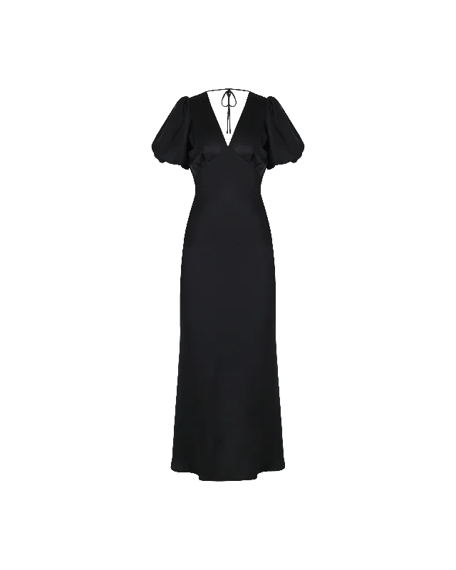 UMA SATIN DRESS BLACK