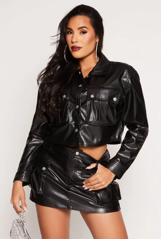 Almost Famous Faux Leather Cropped Jacket