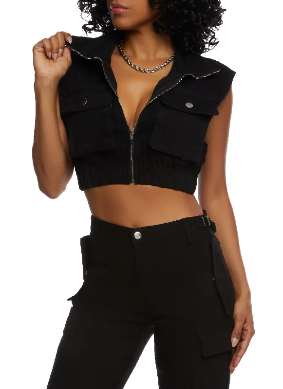 Daisy Denim Cropped Vest