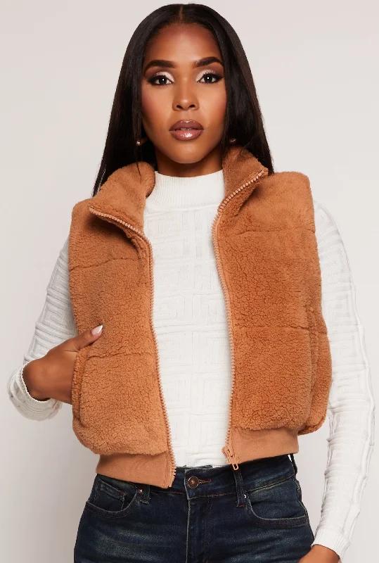 Almost Famous Sherpa Cropped Vest