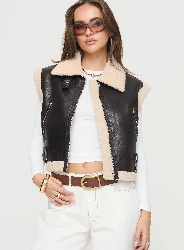 Riga Shearling Vest Chocolate