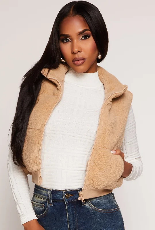 Almost Famous Sherpa Cropped Vest